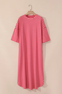 Pocketed Striped Half Sleeve Tee Dress Trandify Deal