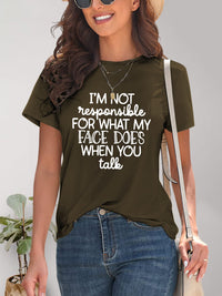 Letter Graphic Round Neck Short Sleeve T-Shirt Trandify deal