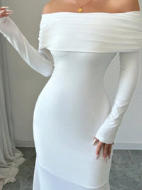 Sexy off-shoulder long sleeve bodycon maxi dress for women, perfect for night out and date nights