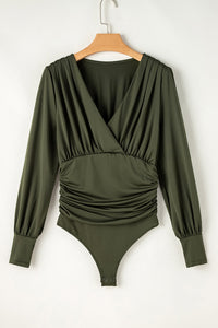 Ruched Surplice Long Sleeve Bodysuit Trandify Deal