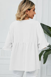 Peplum V-Neck Half Sleeve T-Shirt Trandify deal