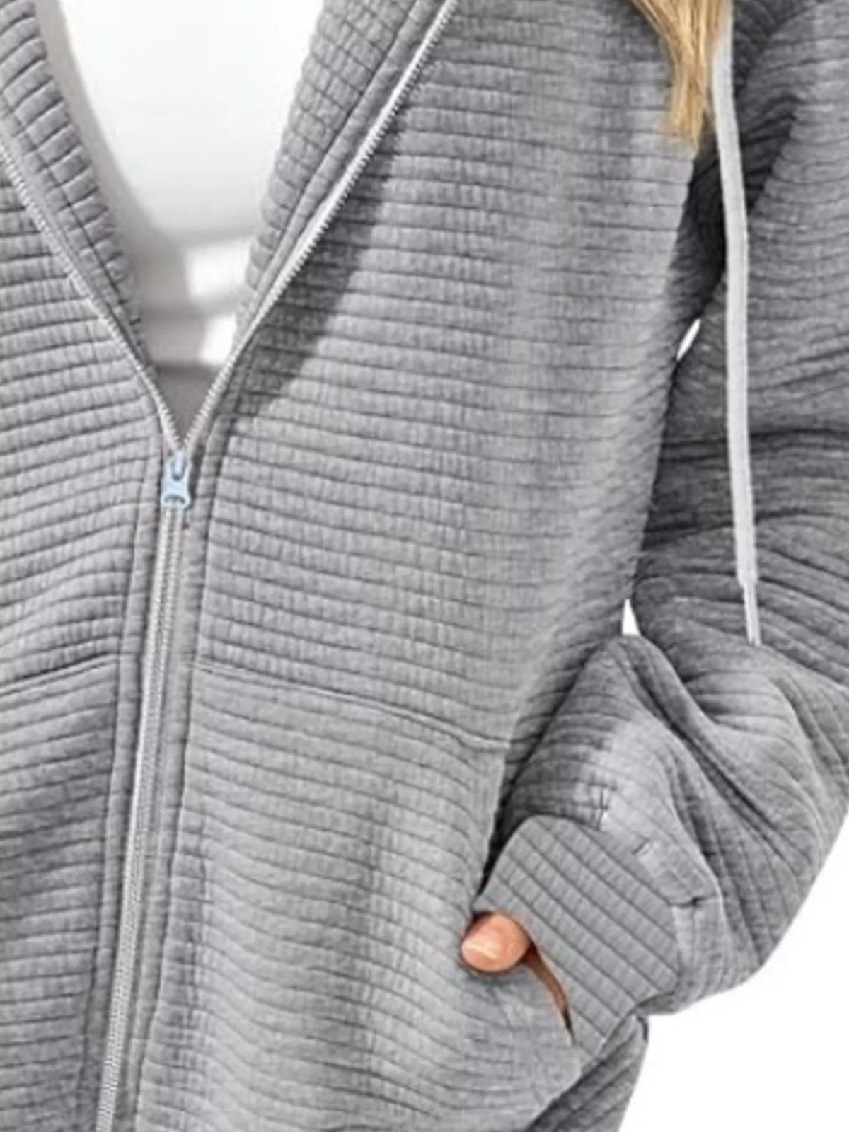 Women's Zip Up Hoodie - Oversized Cropped Style
