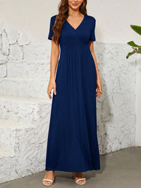 Surplice Short Sleeve Maxi Dress Trandify deal