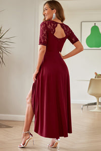 Lace Cutout V-Neck Short Sleeve Dress Trandify Deal