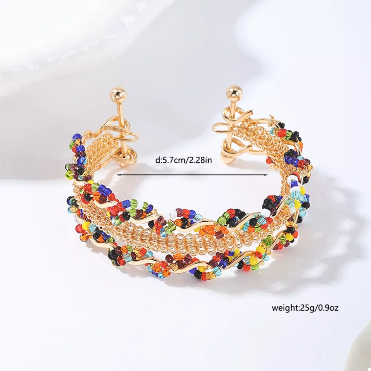 18K Gold Plated Three-Layer Bracelet Stack on a wrist, showing the dainty layered chain design.