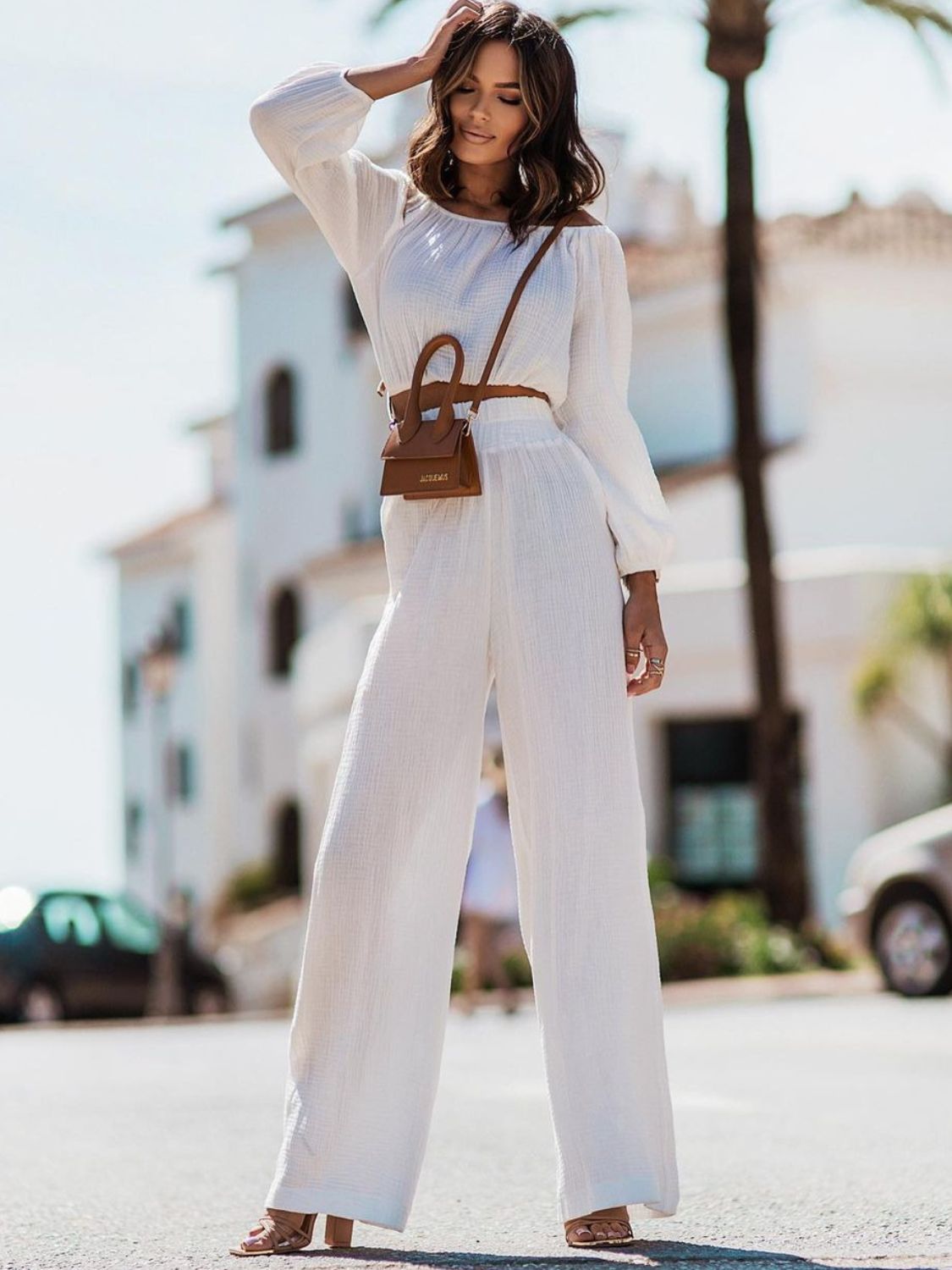Off Shoulder Long Sleeve Top and Pants Set Trandify deal