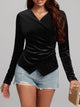 Ruched Surplice Long Sleeve Top Trandify Deal