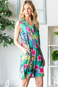 Heimish Floral Johnny Collar Plus Size Dress for Women - Boho Summer Outfit - US Sizes 12-24 - Trandifydeal