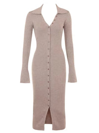 Women’s button-front sweater dress for fall – soft knit long sleeve dress