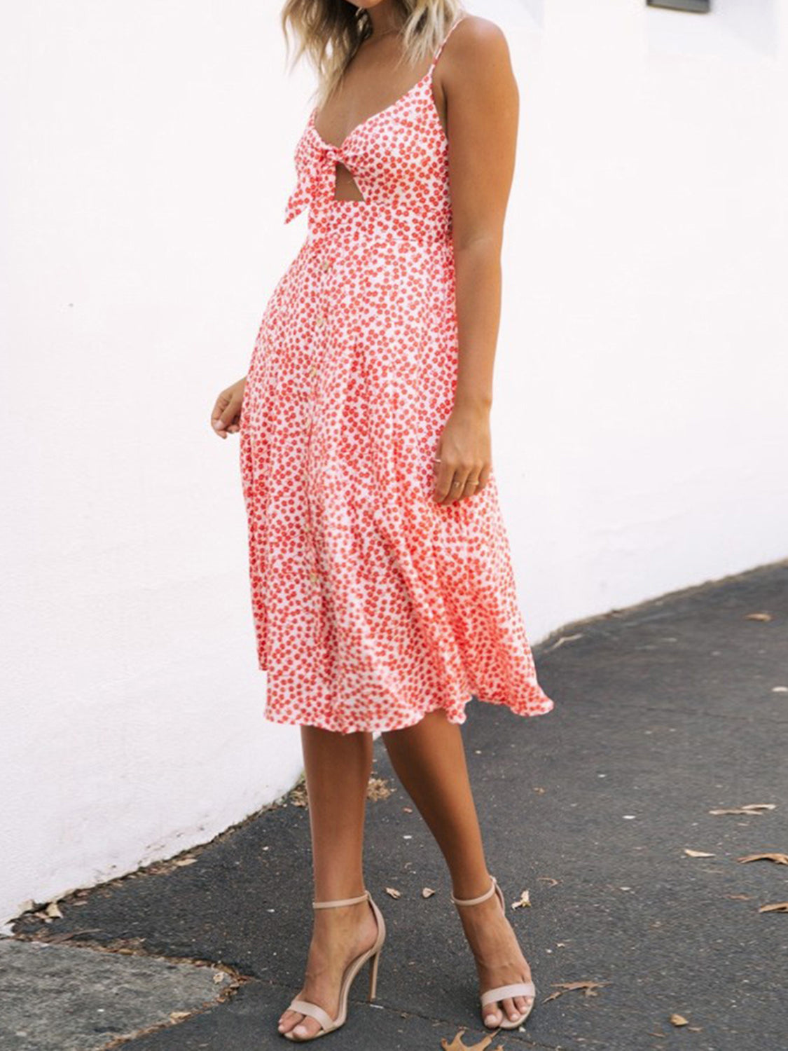Cutout Smocked Sweetheart Neck Cami Dress Trandify deal