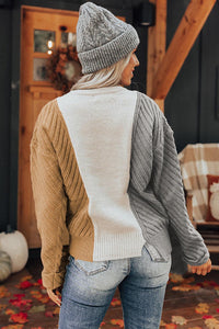 Color Block Textured Drop Shoulder Sweater Trandify Deal