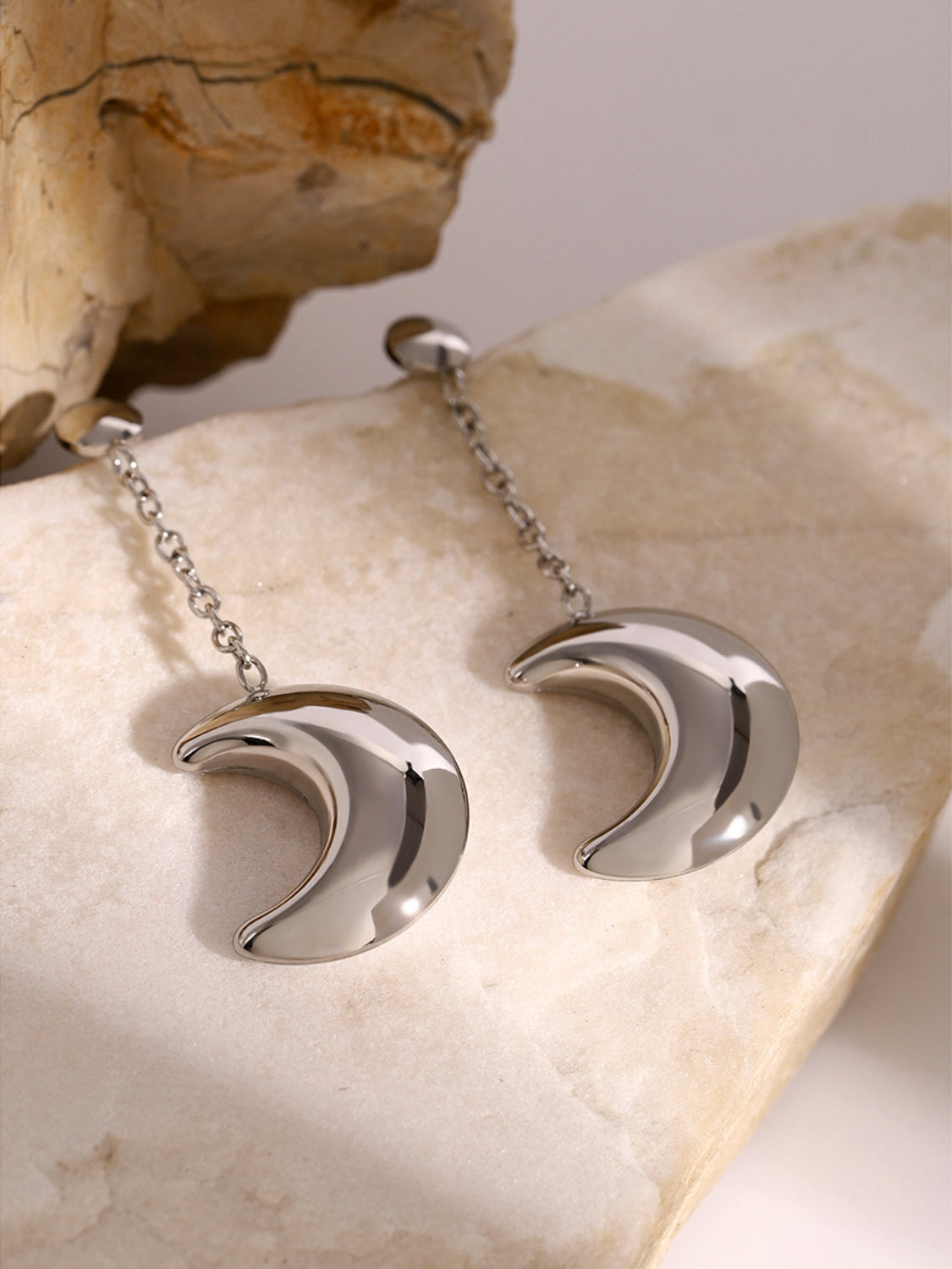 Stainless Steel Moon Dangle Earrings Trandify Deal