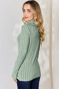Basic Bae Full Size Ribbed Mock Neck Long Sleeve T-Shirt Trandify Deal
