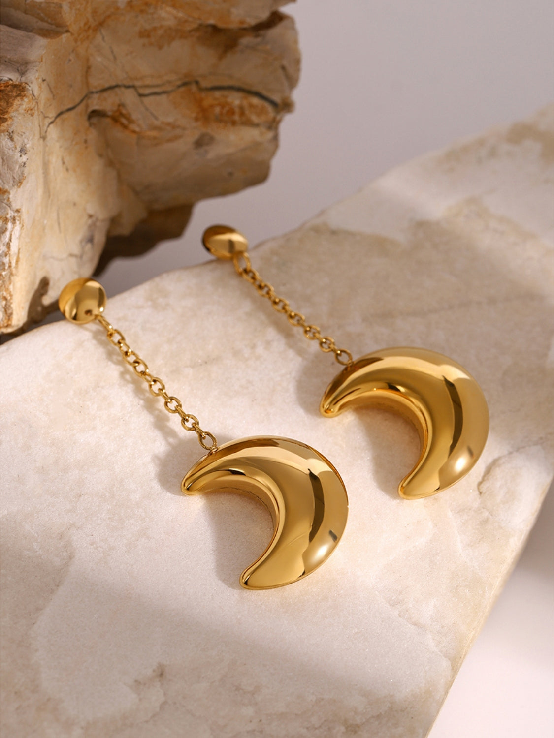 Stainless Steel Moon Dangle Earrings Trandify Deal