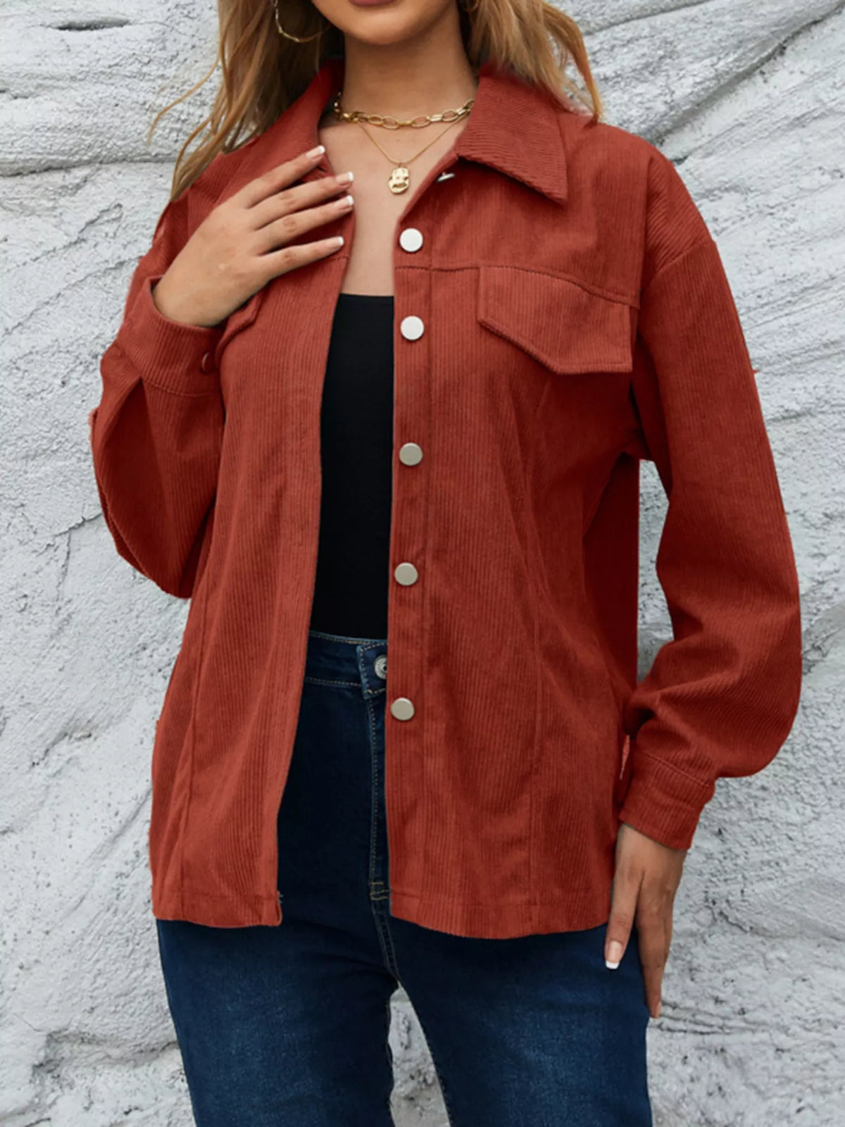 Women's Corduroy Shacket - Pocketed Overshirt