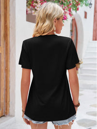 Double Take Ruched V-Neck Short Sleeve T-Shirt Trandify deal