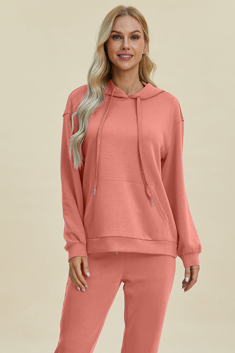 Basic Bae Full Size Air Scuba Drawstring Long Sleeve Hoodie with Kangaroo Pocket Trandify Deal