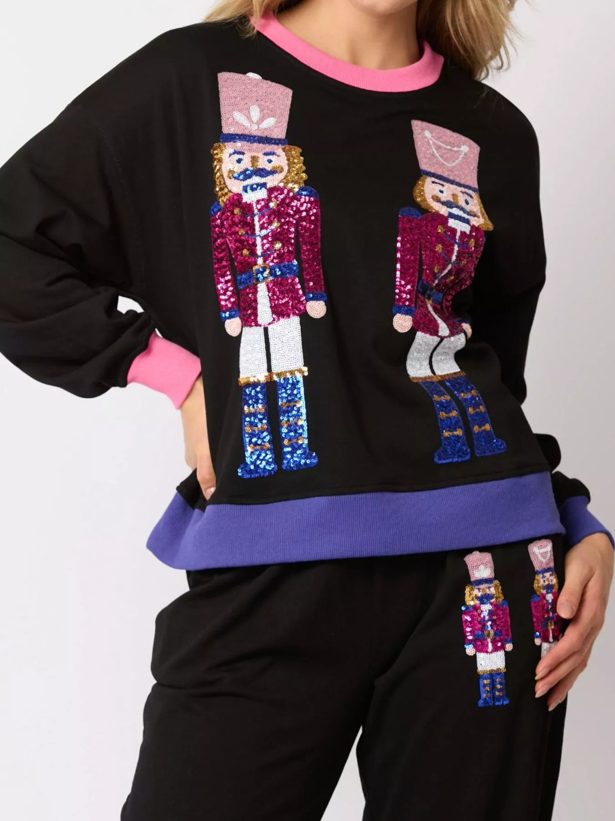 Women's Sequin Loungewear Set - Nutcracker Holiday Pajamas