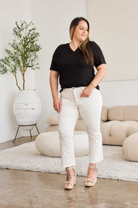 RFM Full Size Tummy Control High Waist Raw Hem Jeans Trandify deal