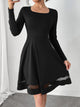Square Neck Long Sleeve Mini Dress Trandify deal