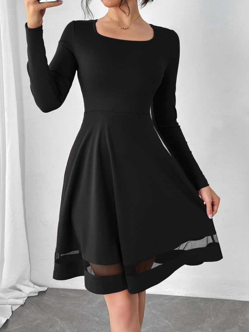 Square Neck Long Sleeve Mini Dress Trandify deal