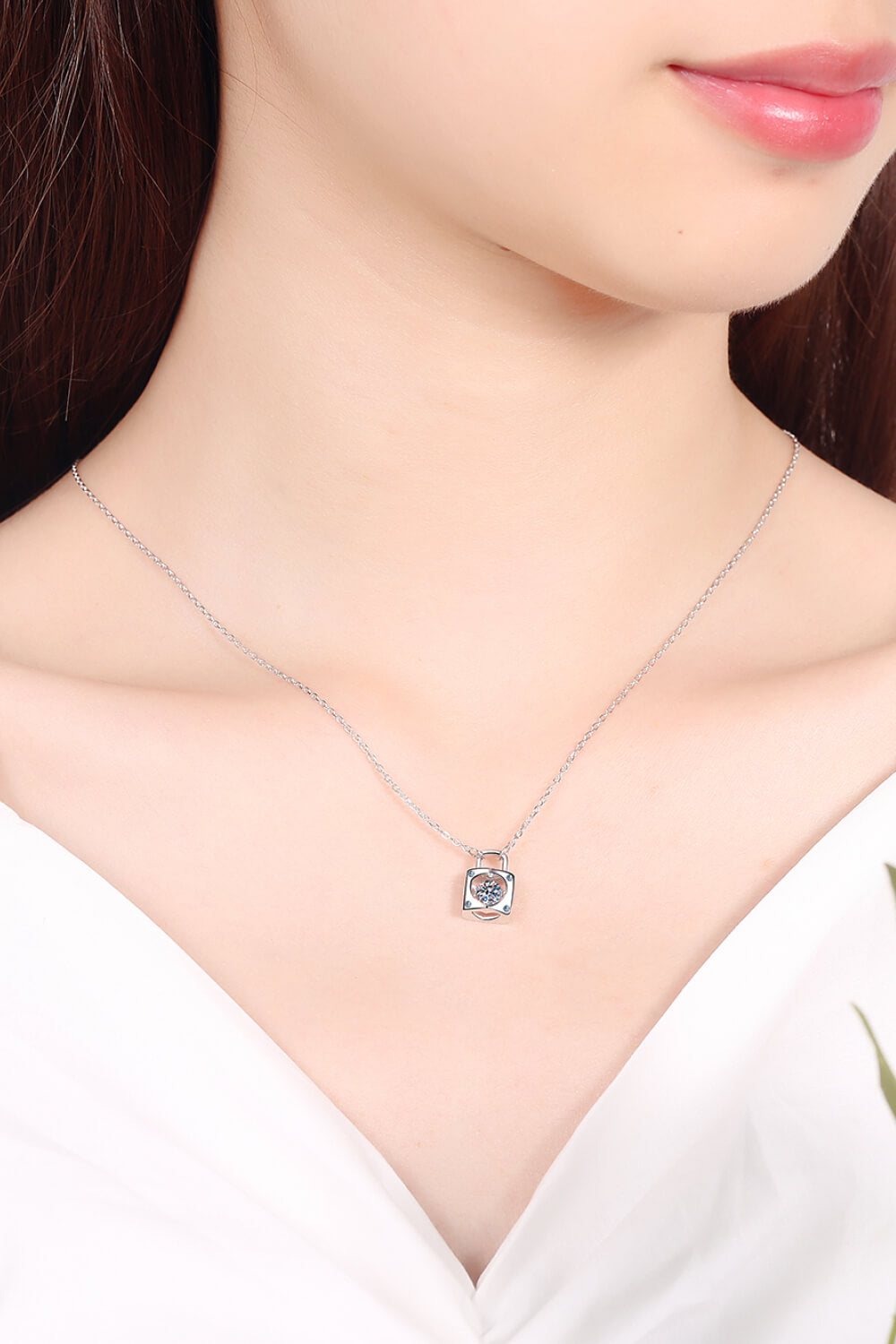 Adored Moissanite Lock Pendant Necklace Trandify Deal