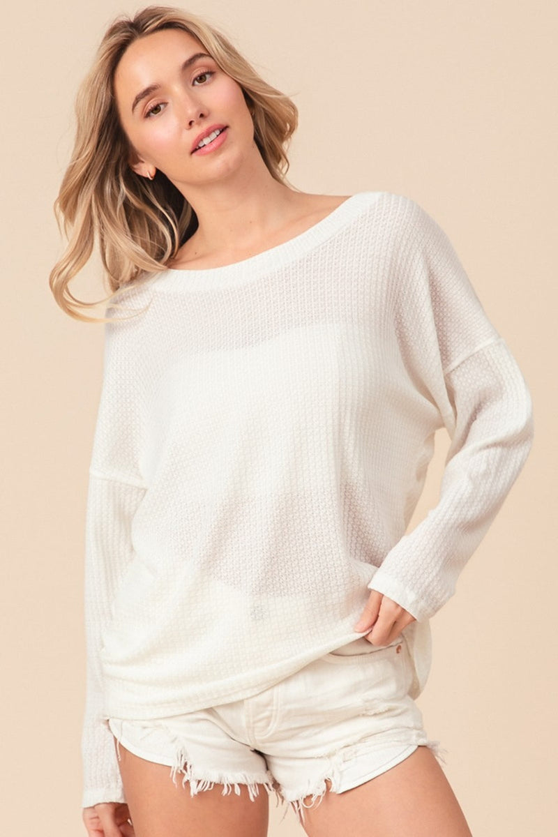 BiBi Waffled Backless Drawstring T-Shirt Trandify deal