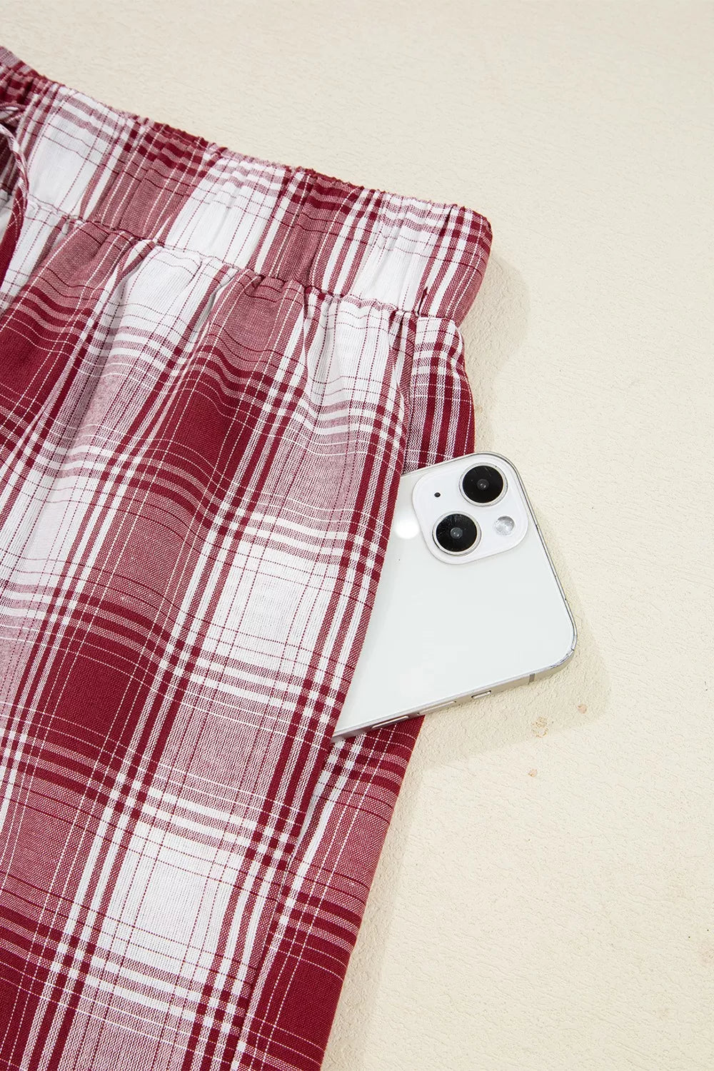 Women's Plaid Loungewear Set | Cotton Button-Down Shirt & Shorts