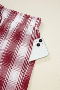 Women's Plaid Loungewear Set | Cotton Button-Down Shirt & Shorts