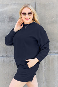 Double Take Full Size Texture Long Sleeve Top and Drawstring Shorts Set Trandify Deal