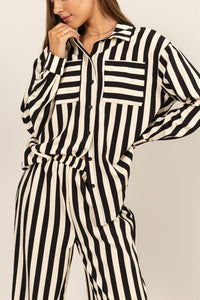 HYFVE Striped Button Up Shirt and Pants Set Trandify Deal