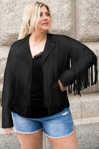Plus Size Fringe Open Front Jacket Trandify deal