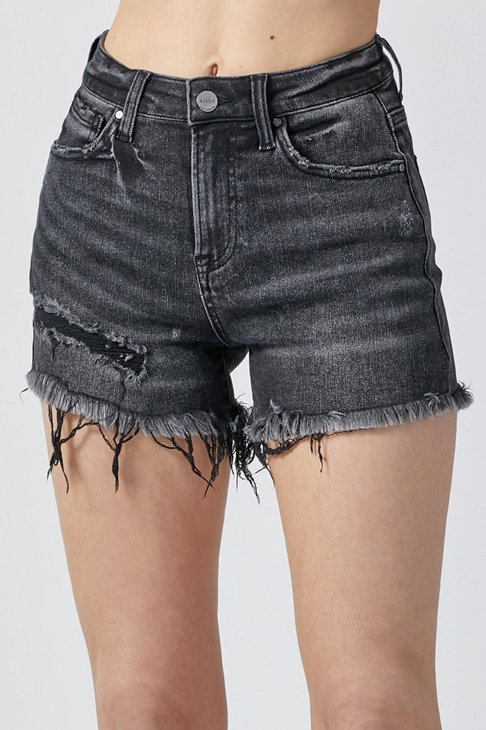 RISEN Raw Hem Denim Shorts with Pockets Trandify deal