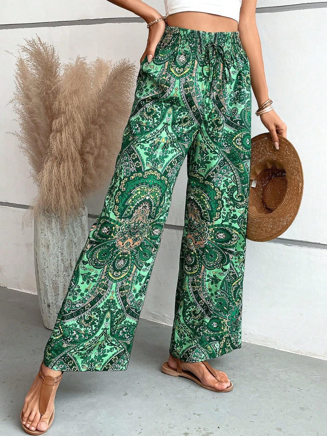Printed Wide Leg Pants Trandify deal