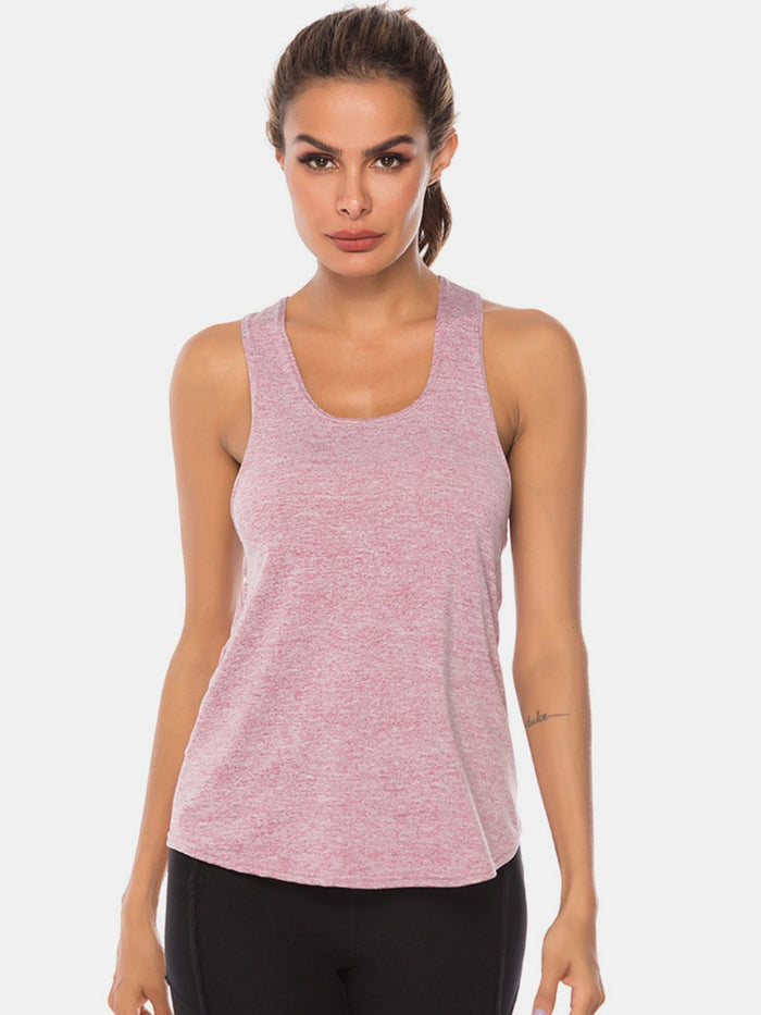 Full Size Scoop Neck Wide Strap Active Tank Trandify deal