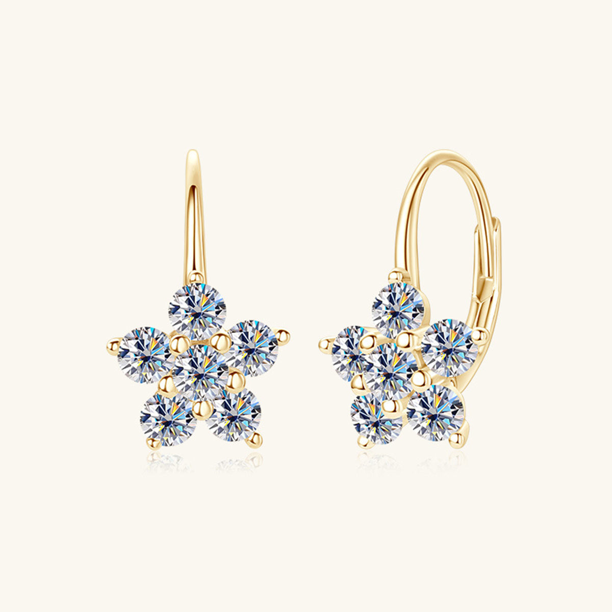 1.2 Carat 925 Sterling Silver Moissanite Flower Huggie Earrings Trandify Deal