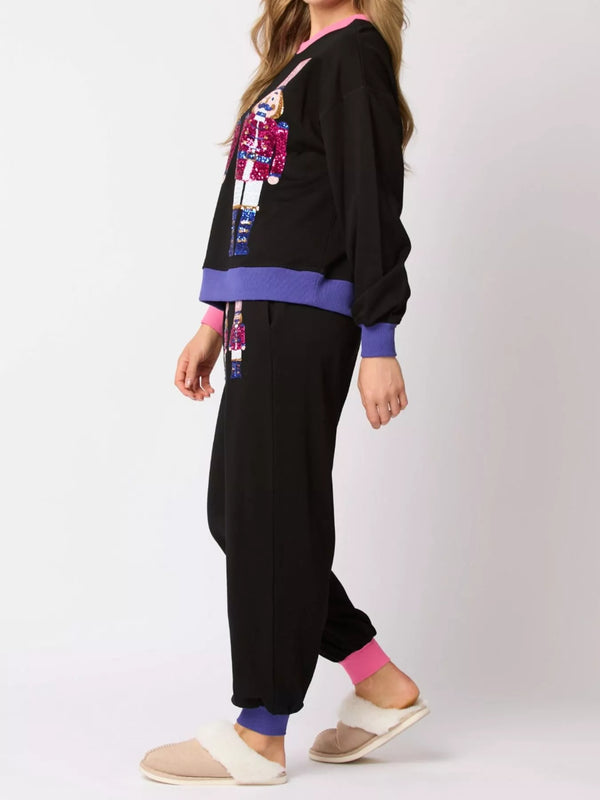 Women's Sequin Loungewear Set - Nutcracker Holiday Pajamas