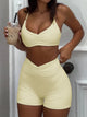 Women’s Ruched Sports Bra and High-Waisted Workout Shorts Set for Gym & Yoga