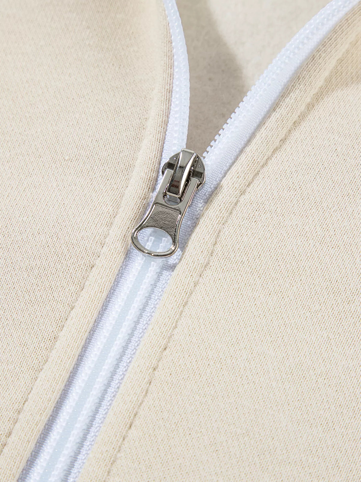 Women's Zip Up Jogger Set in Beige on model showing pockets