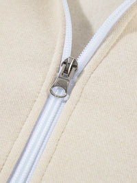 Women's Zip Up Jogger Set in Beige on model showing pockets