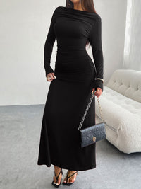 Devine Ruched Long Sleeve Maxi Dress Trandify Deal