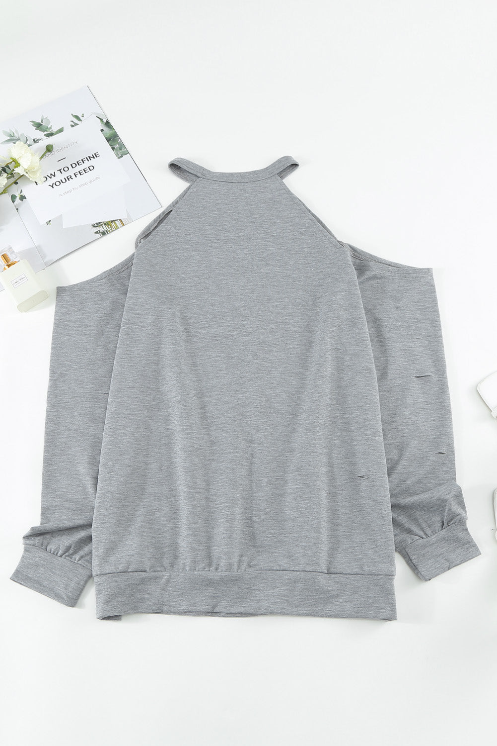 Cold Shoulder Long Sleeve Sweatshirt Trandify deal