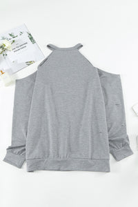 Cold Shoulder Long Sleeve Sweatshirt Trandify deal