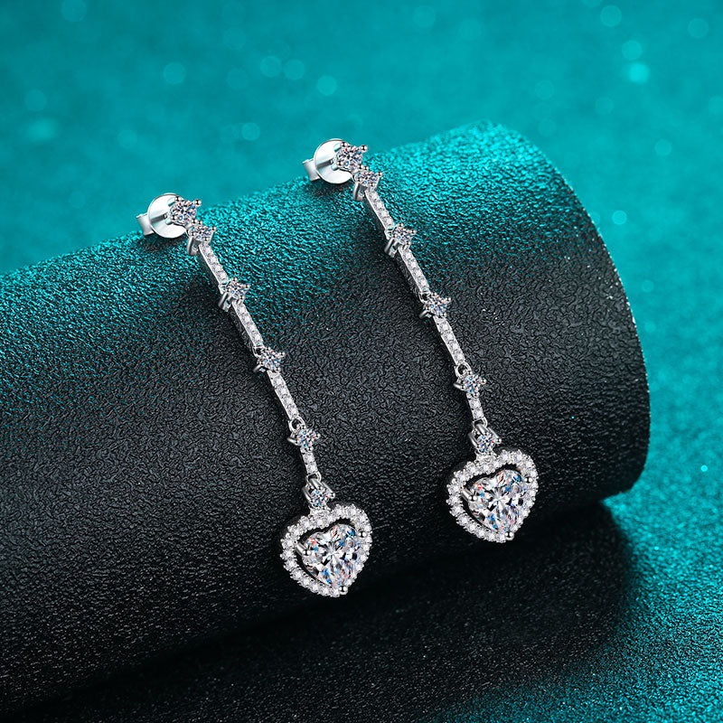 2 Carat Moissanite Zircon 925 Sterling Silver Heart Earrings Trandify Deal