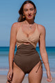 Cutout V-Neck Spaghetti Strap One-Piece Swimwear Trandify deal