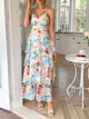 Floral Print Layered Maxi Cami Dress for Women – Boho Summer Fashion with Thigh Slit