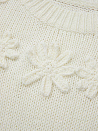 Floral Textured Puff Sleeve Sweater for Women | Trendy Top