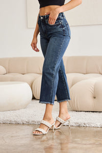 RFM Full Size Tummy Control High Waist Raw Hem Distressed Jeans Trandify deal