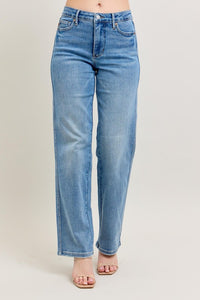 Plus Size Tummy Control Jeans: Vintage Wash Straight Leg
