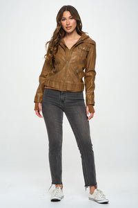 Coalition LA Double Zip Hooded Long Sleeve Jacket Trandify Deal